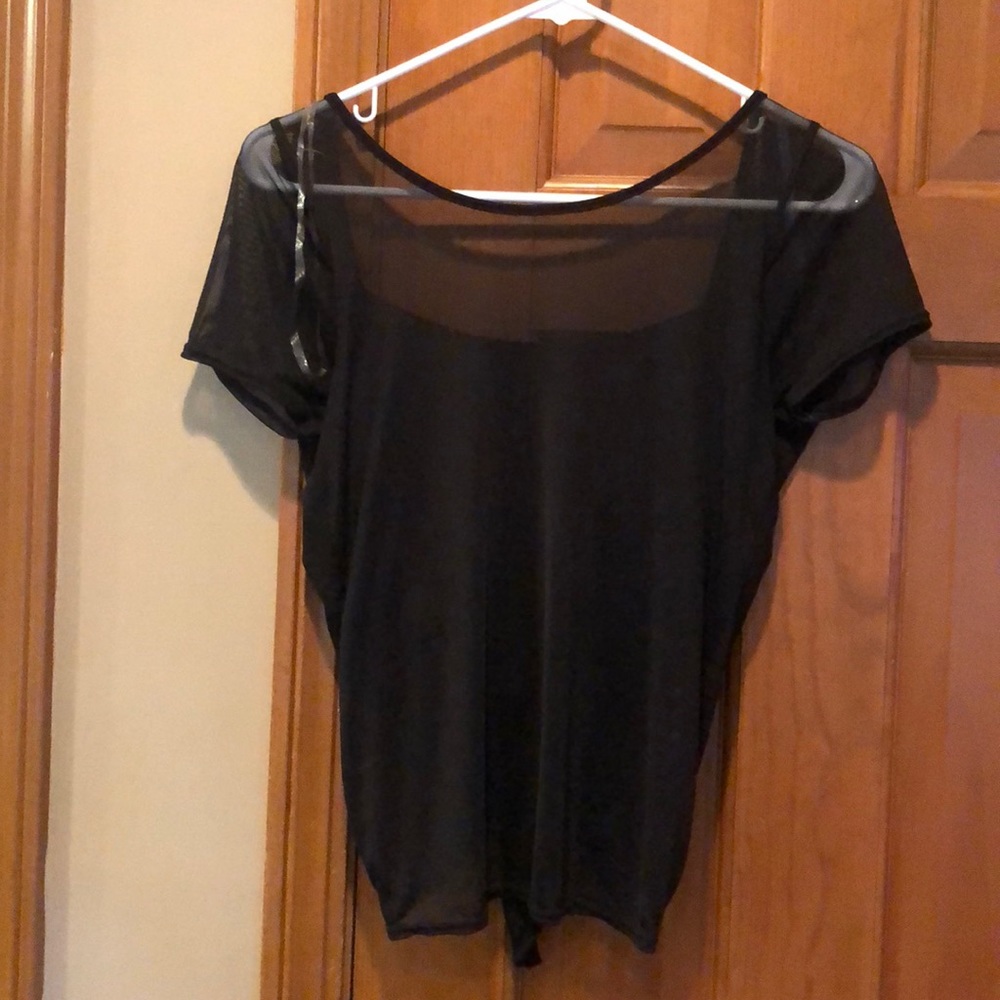 Black mesh crop top